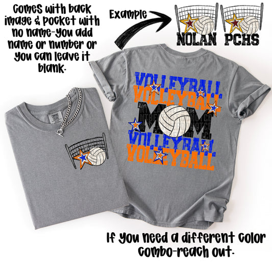 Volleyball Mom; Royal Blue & Orange