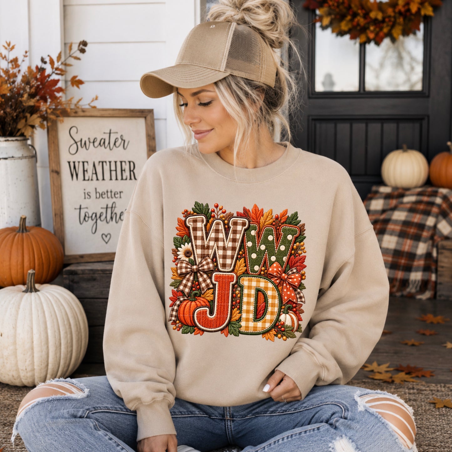 WWJD Fall Faux Embroidery