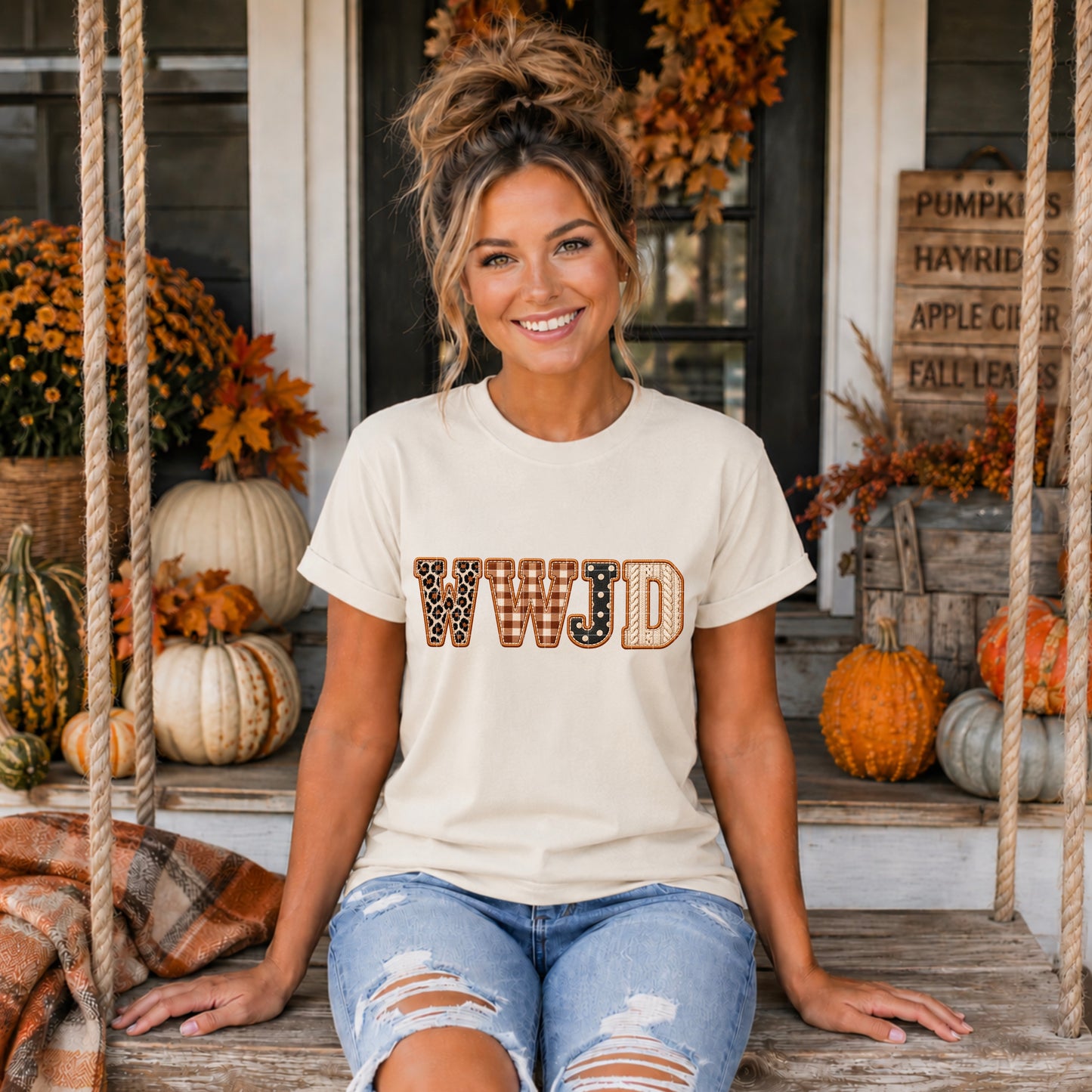 WWJD Faux Embroidery Letters