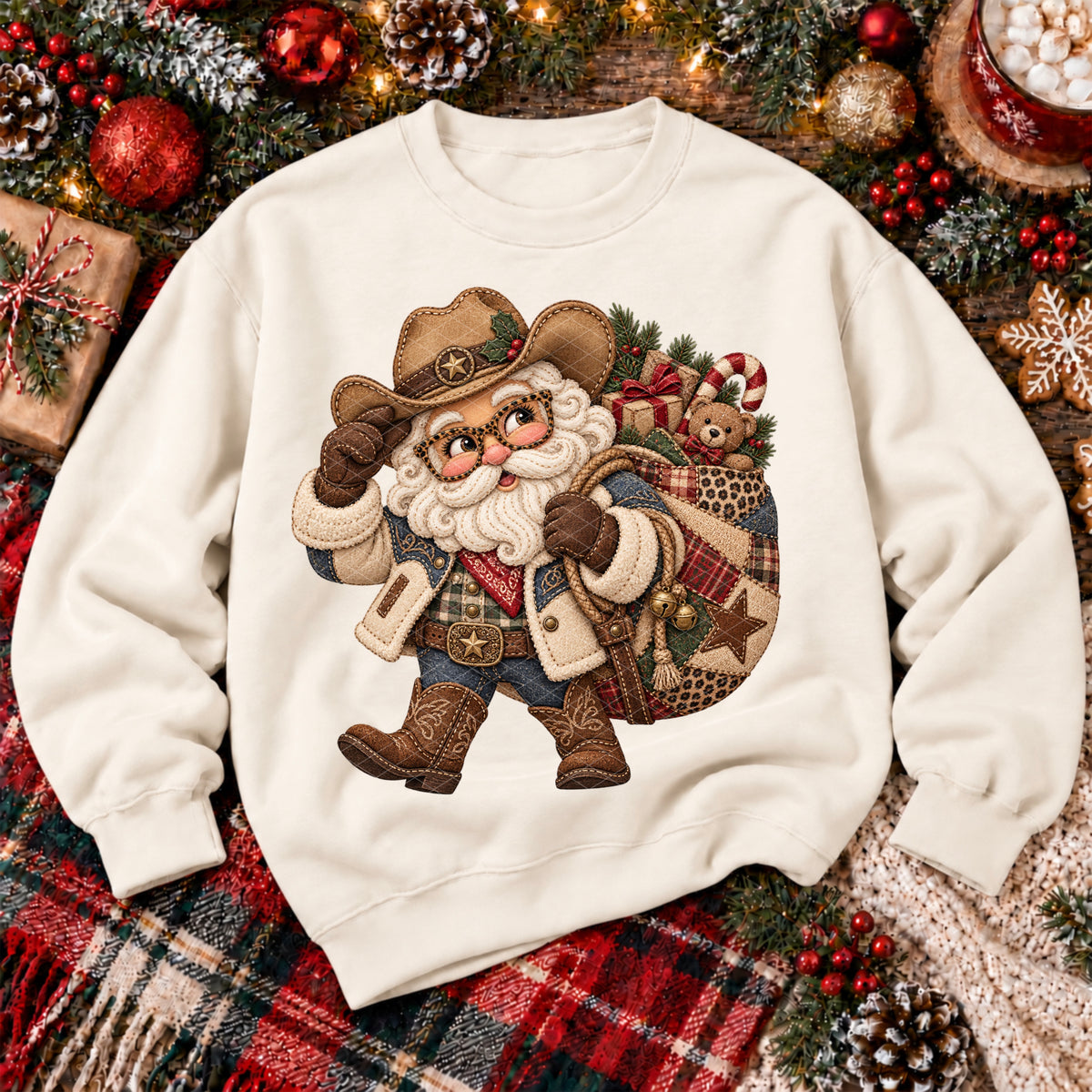 Western Santa Faux Embroidery