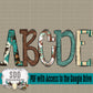 Western Turquoise Doodle Alpha Set (5 Set Uppercase & Lowercase, 0-9, + Special Characters)