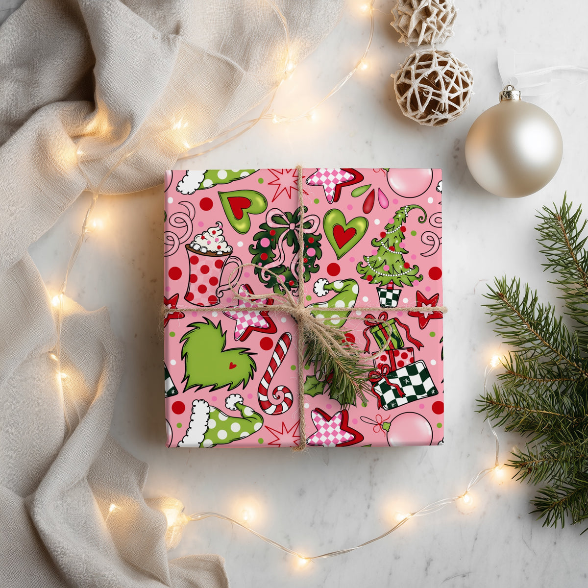 Whimsical Pink Christmas Seamless Bundle
