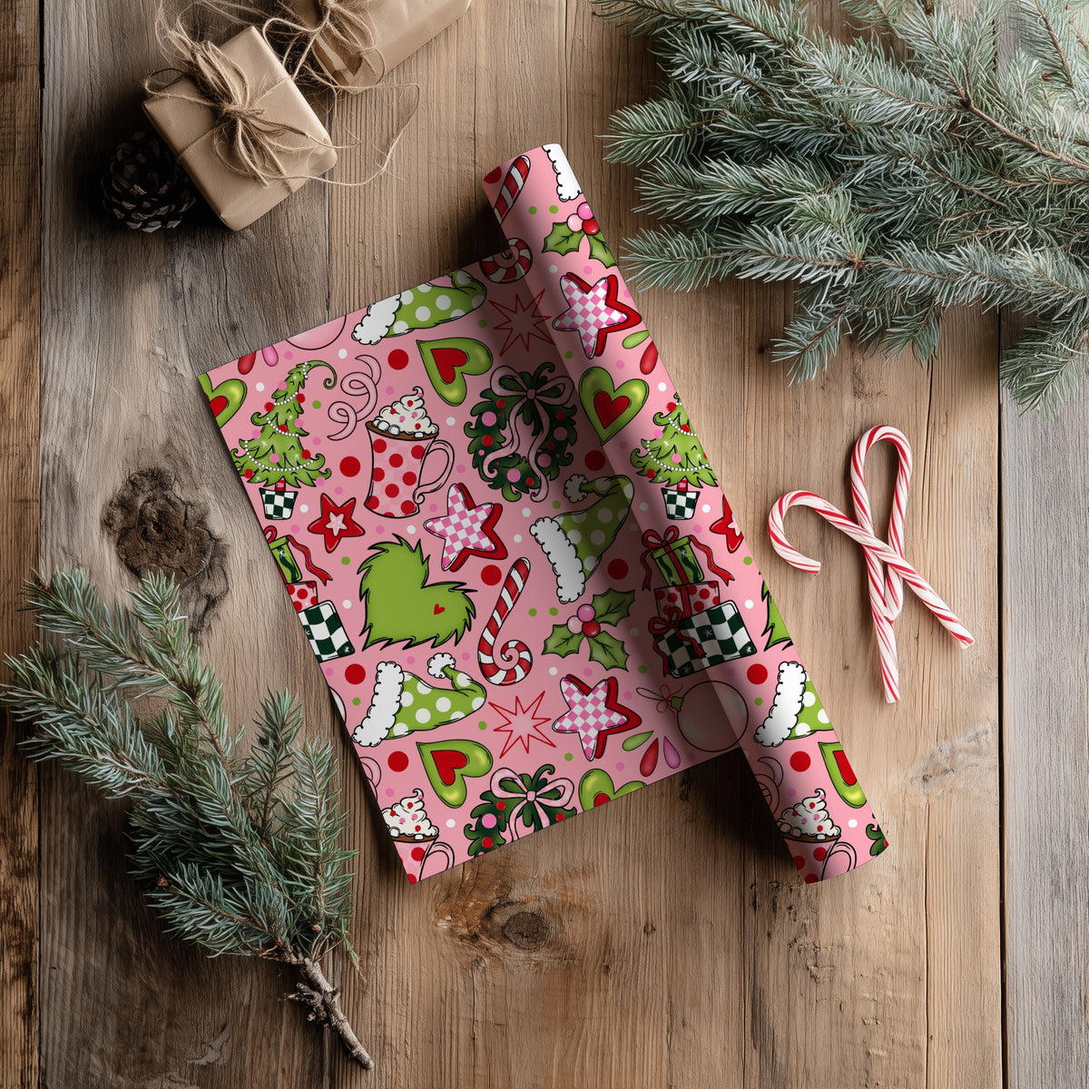 Whimsical Pink Christmas Seamless Bundle