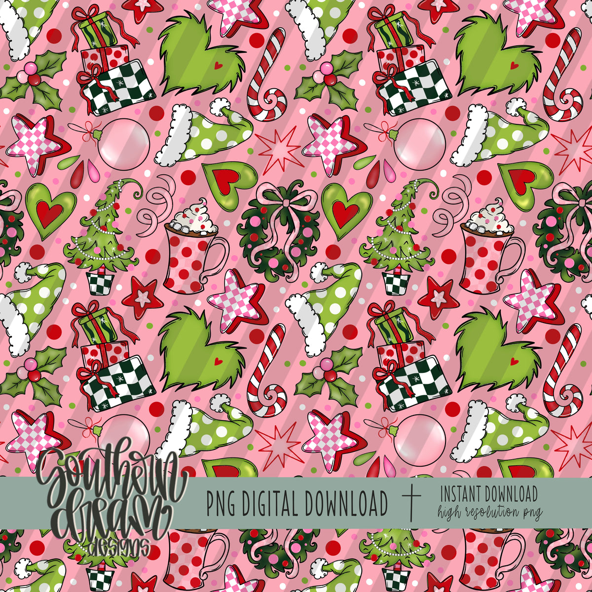 Whimsical Pink Christmas Seamless Bundle