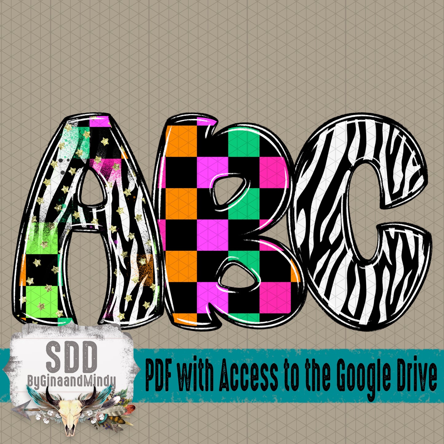 Wild & Bright Doodle Alpha (3 Sets Uppercase & Lowercase, 0-9, + Special Characters)