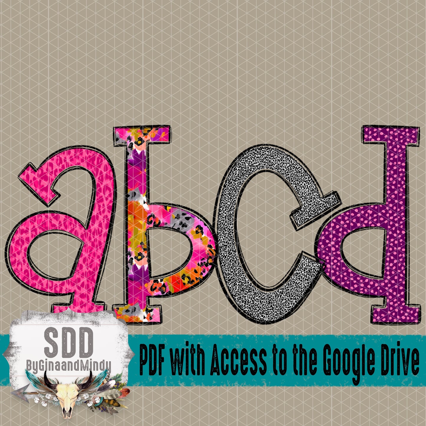 Wild Florals Doodle Alpha (4 Sets Uppercase & Lowercase, 0-9, + Special Characters)