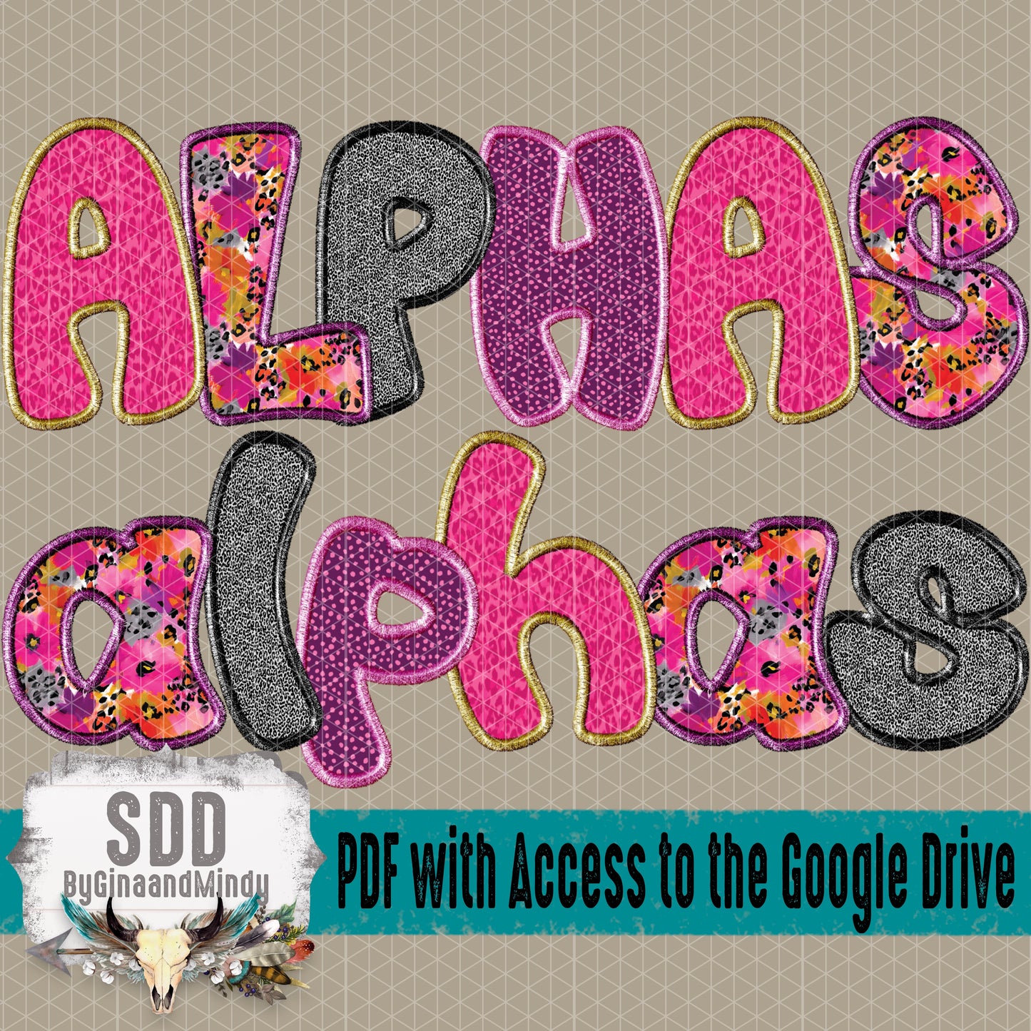 Wild Florals Stitched Alpha (4 Sets Uppercase & Lowercase, 0-9, + Special Characters)