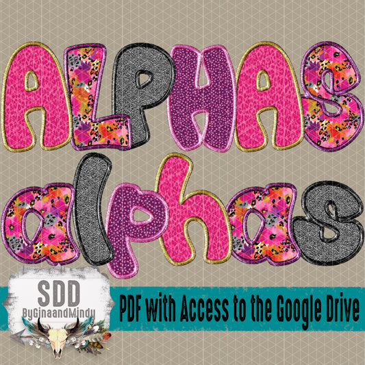 Wild Florals Stitched Alpha (4 Sets Uppercase & Lowercase, 0-9, + Special Characters)