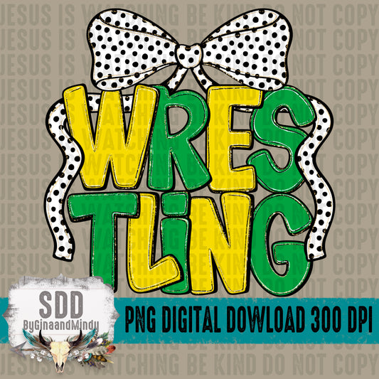 Wrestling Bow; Kelly Green & Yellow