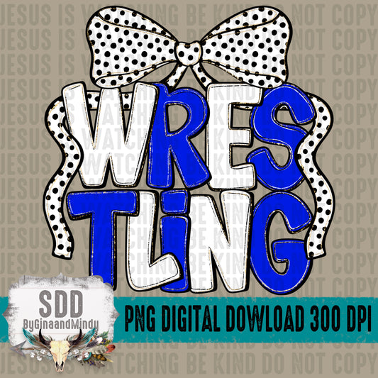 Wrestling Bow; Royal Blue & White