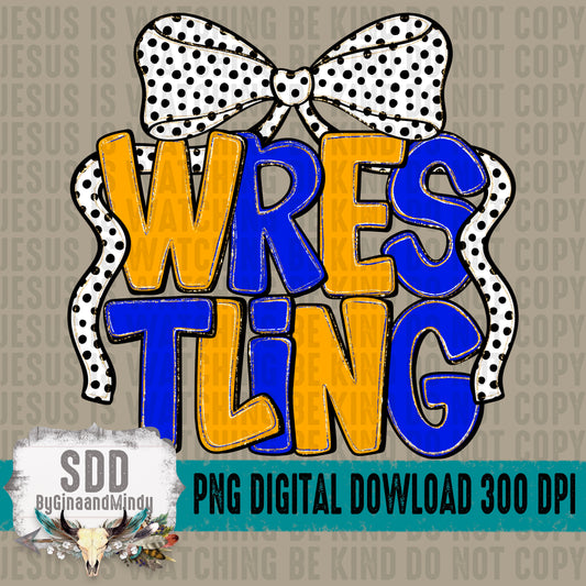 Wrestling Bow; Royal Blue & Yellow Gold