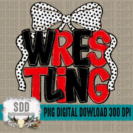 Wrestling Bow; Red & Black