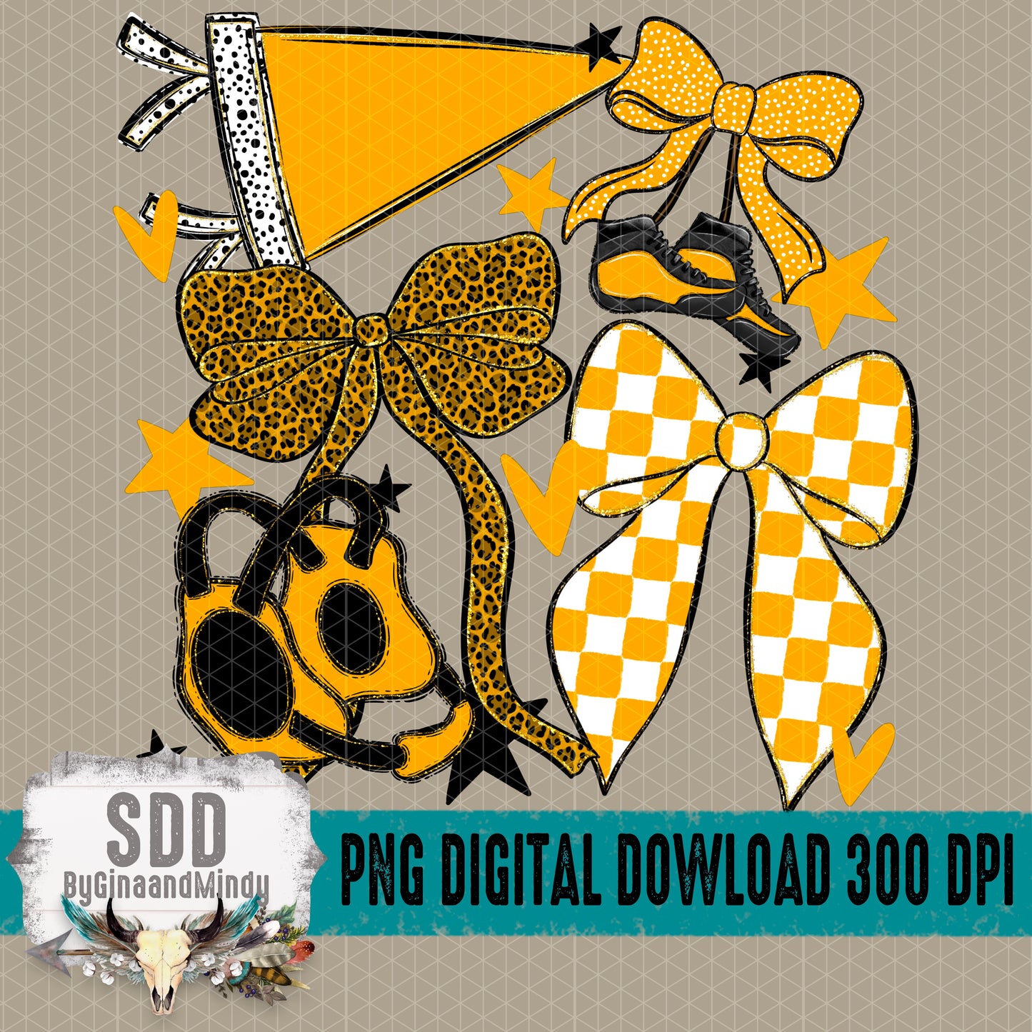 Wrestling Bows Collection; Black & Yellow Gold