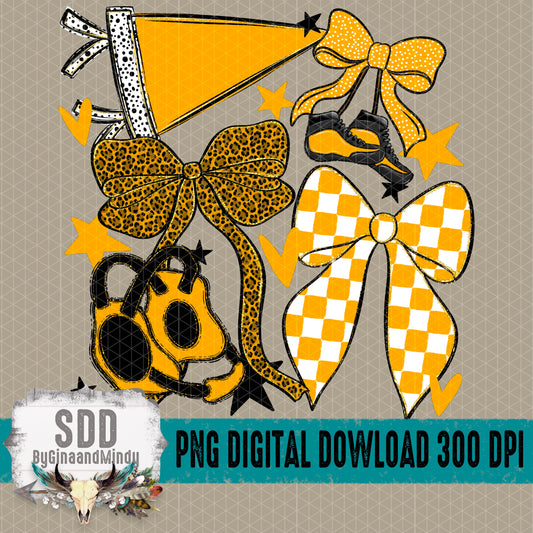 Wrestling Bows Collection; Black & Yellow Gold