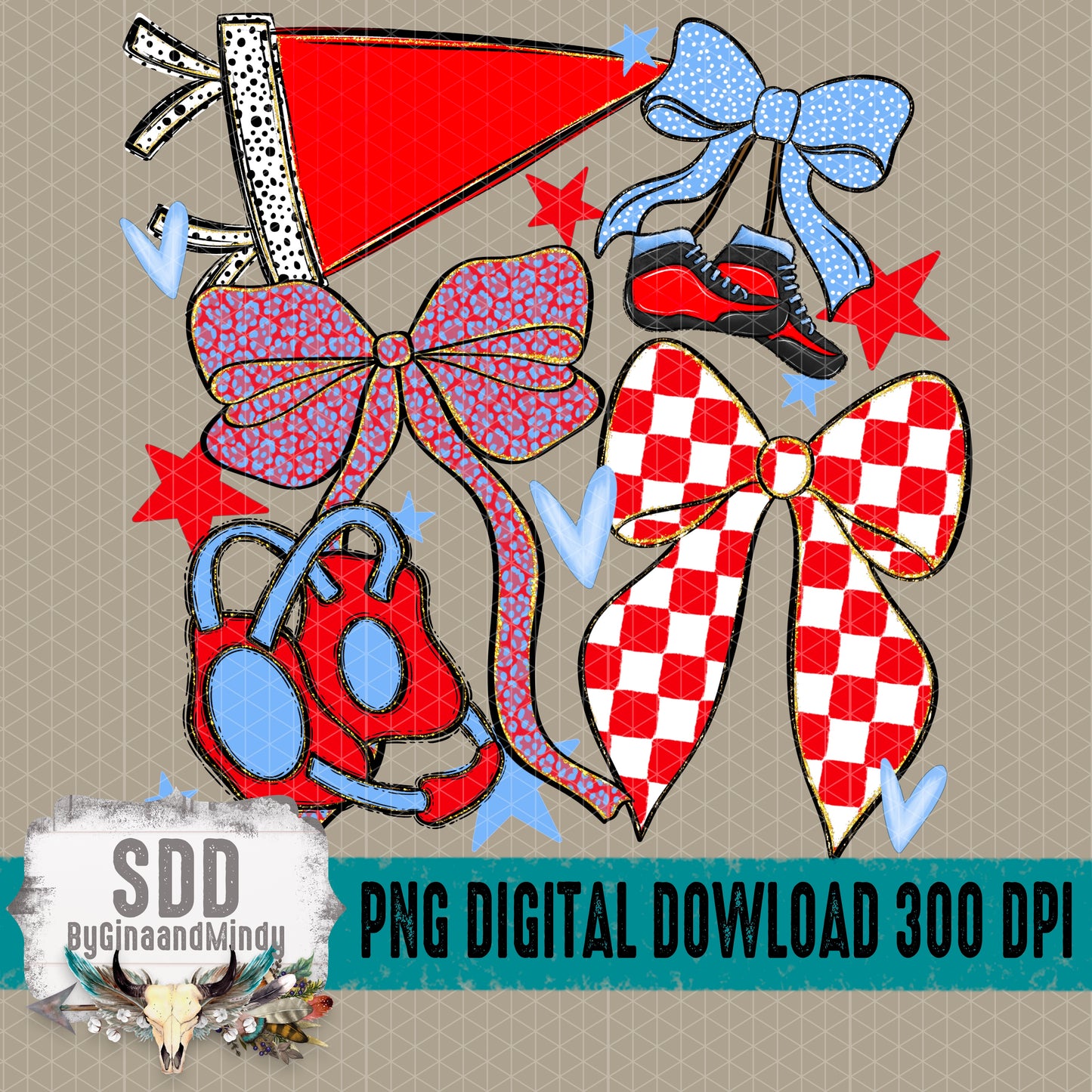 Wrestling Bows Collection; Columbia Blue & Red