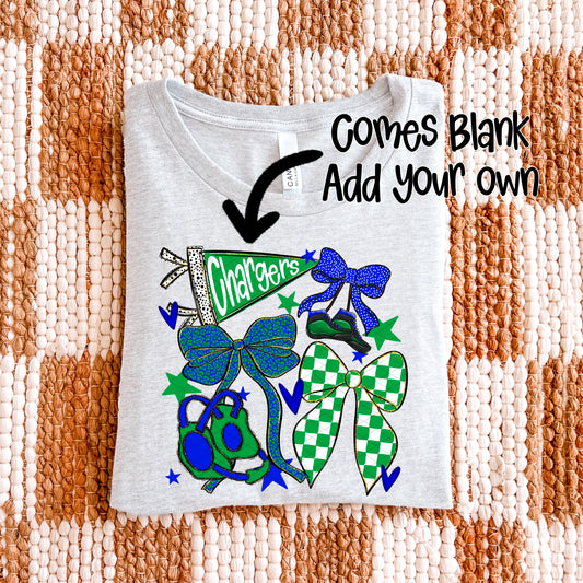 Wrestling Bows Collection; Green & Royal Blue