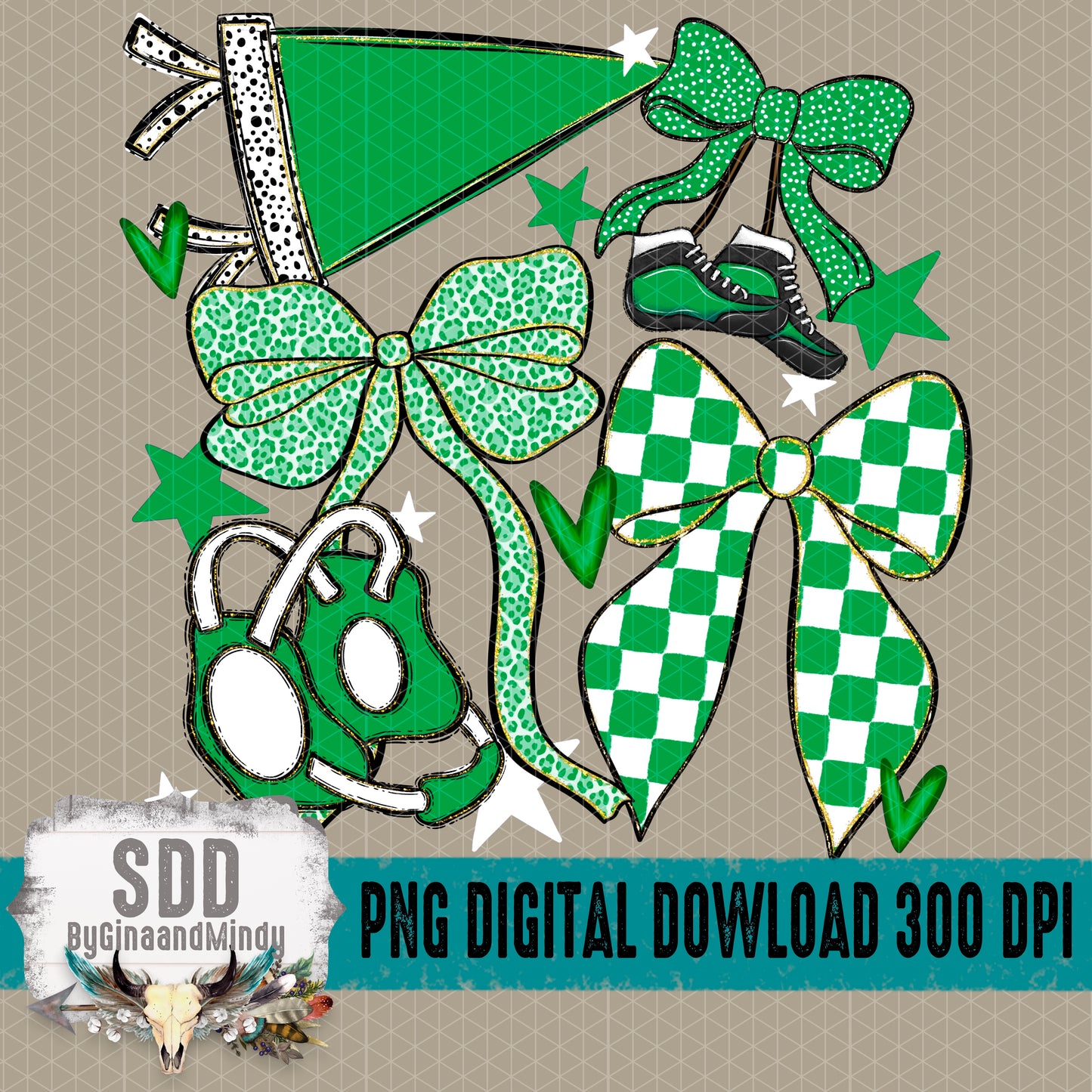 Wrestling Bows Collection; Kelly Green & White