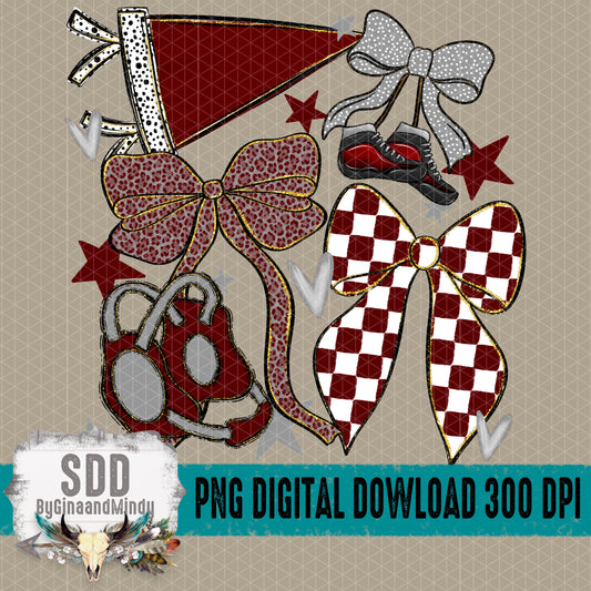 Wrestling Bows Collection; Maroon & Grey
