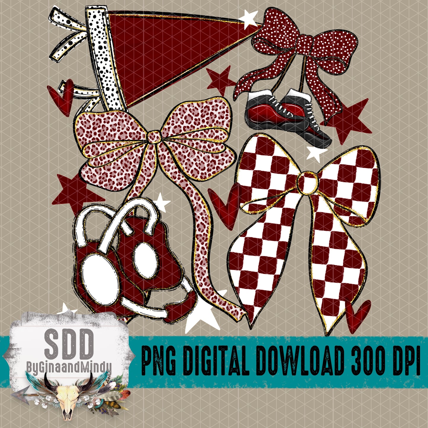 Wrestling Bows Collection; Maroon & White