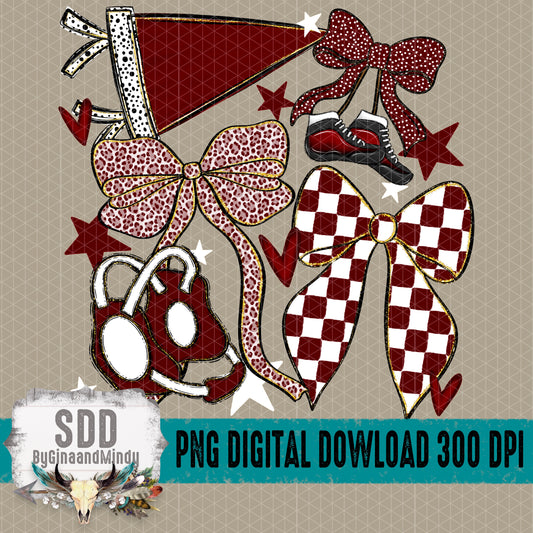 Wrestling Bows Collection; Maroon & White