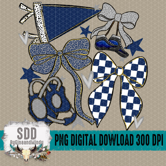 Wrestling Bows Collection; Navy Blue & Grey