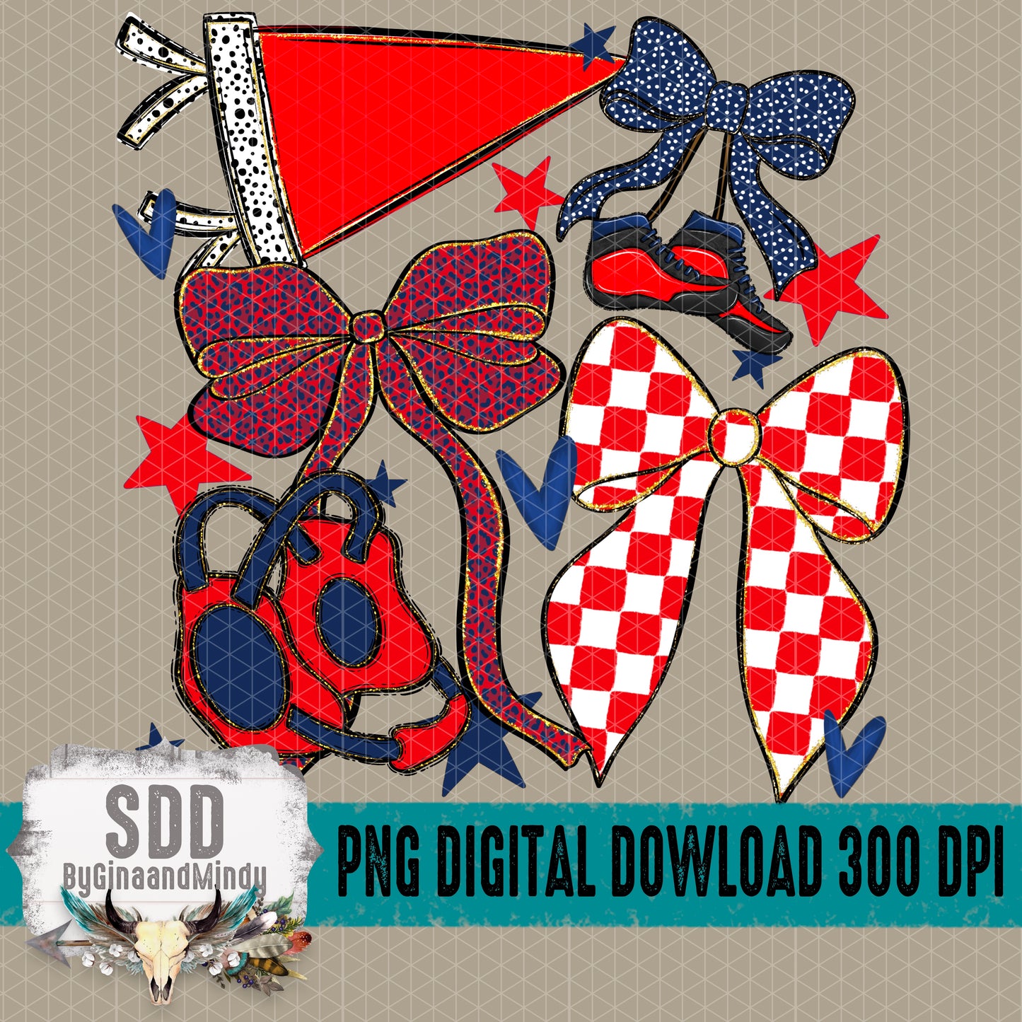 Wrestling Bows Collection; Navy Blue & Red