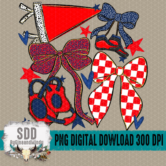 Wrestling Bows Collection; Navy Blue & Red