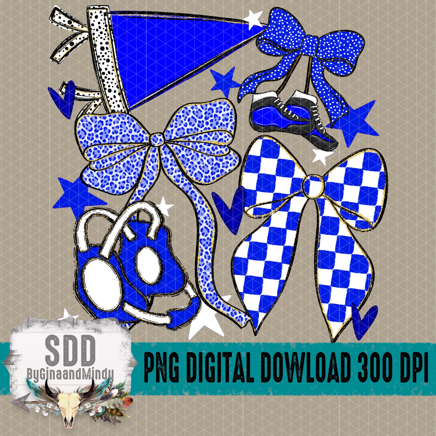 Wrestling Bows Collection; Royal Blue & White