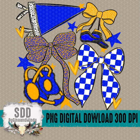 Wrestling Bows Collection; Royal Blue & Yellow Gold