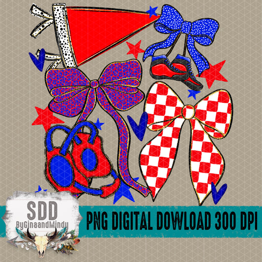 Wrestling Bows Collection; Red & Royal Blue