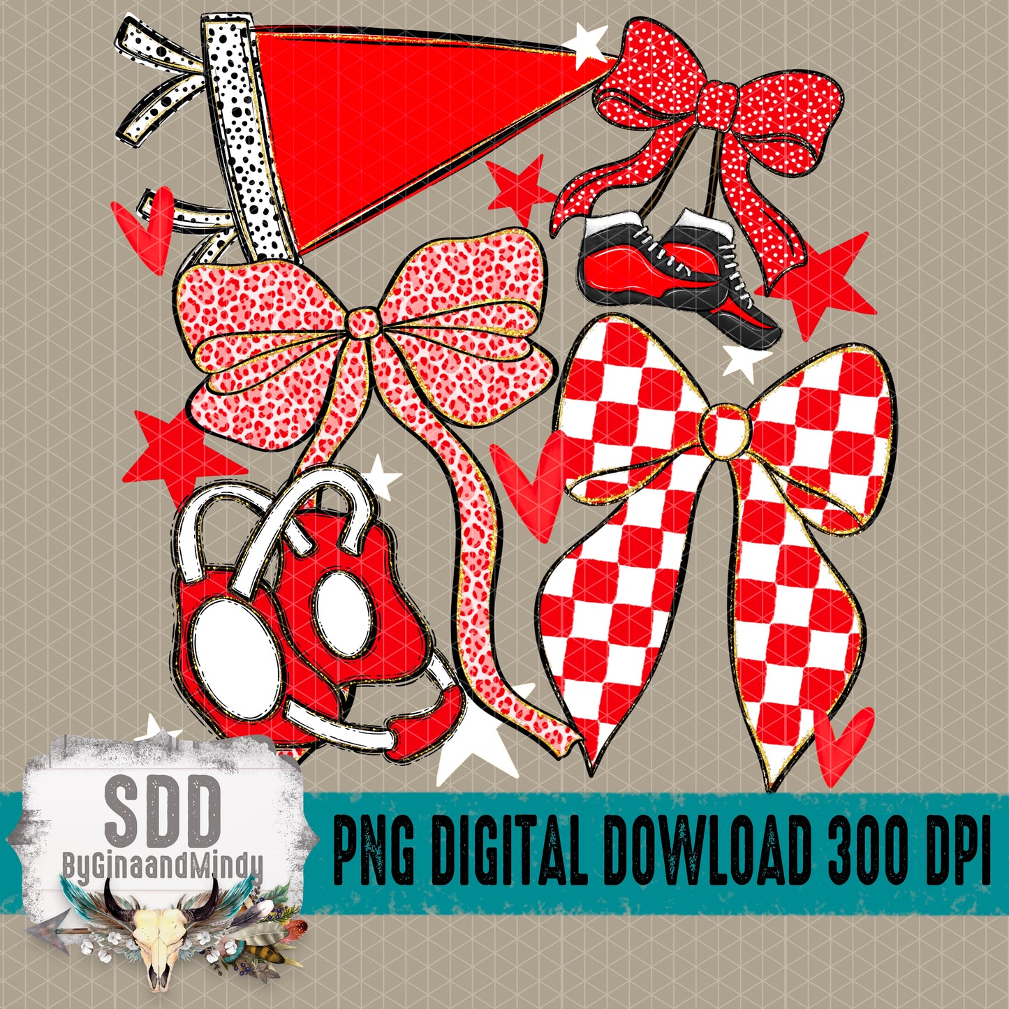 Wrestling Bows Collection; Red & White