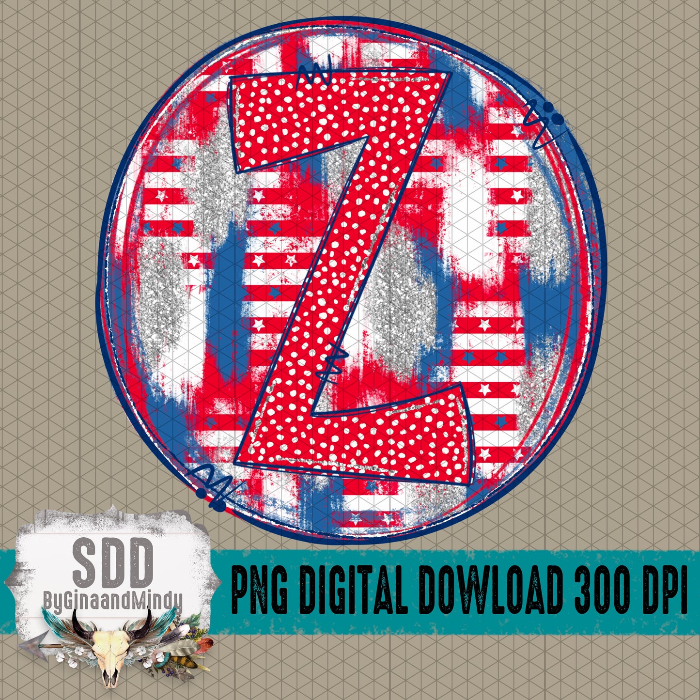 Patriotic Brush Strokes Circle DIY/Personalize; Z