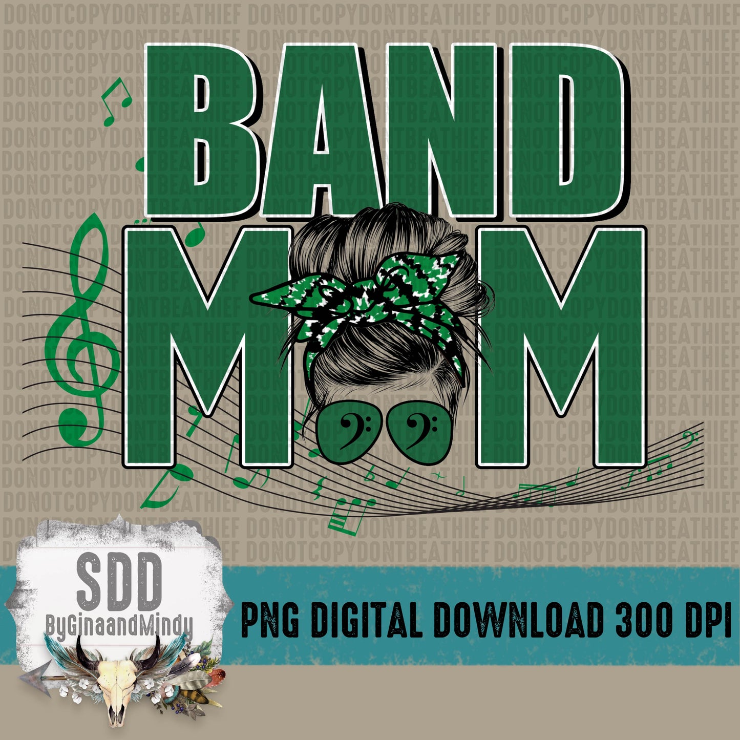 Band Mom Green|White