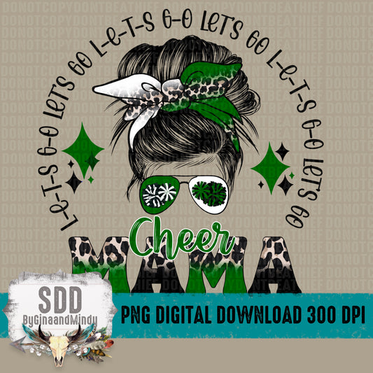 Cheer Mama Messy Bun Green/Black/White