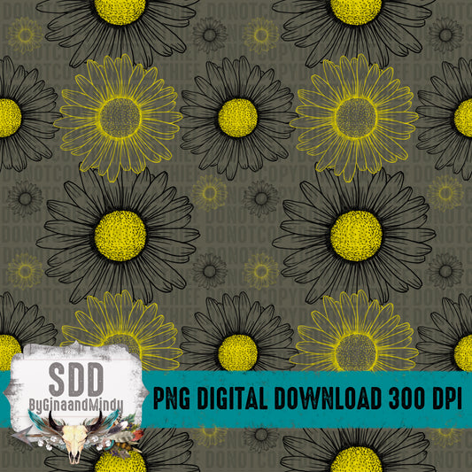 Daises Gray Seamless Pattern