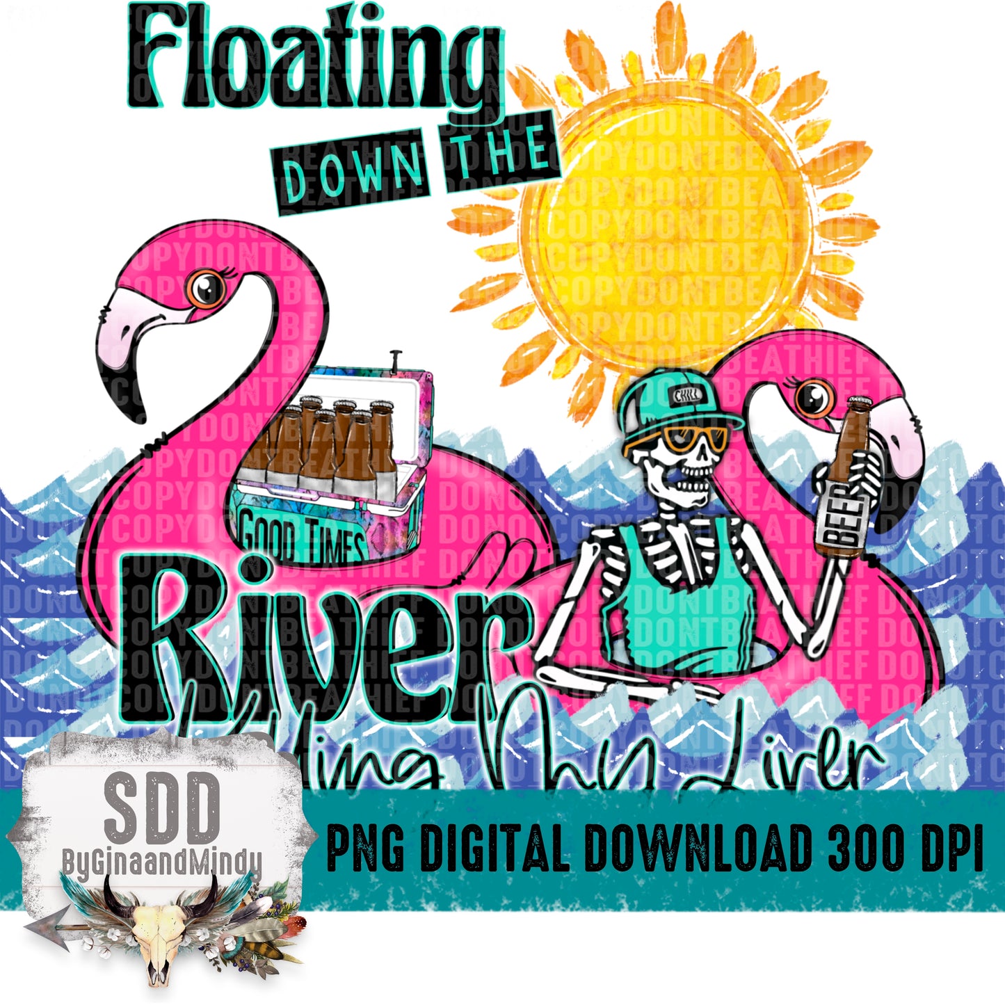 Floating Down the River Killing My Liver 20 oz. Digital Tumbler