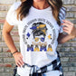 Football Mama Messy Bun Blue/Gold