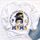 Football Mama Curly Messy Bun Blue/Gold