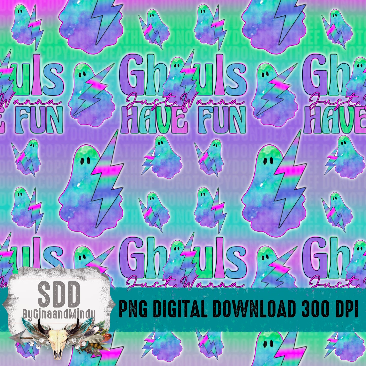 Ghouls Just Wanna Have Fun Seamless Pattern