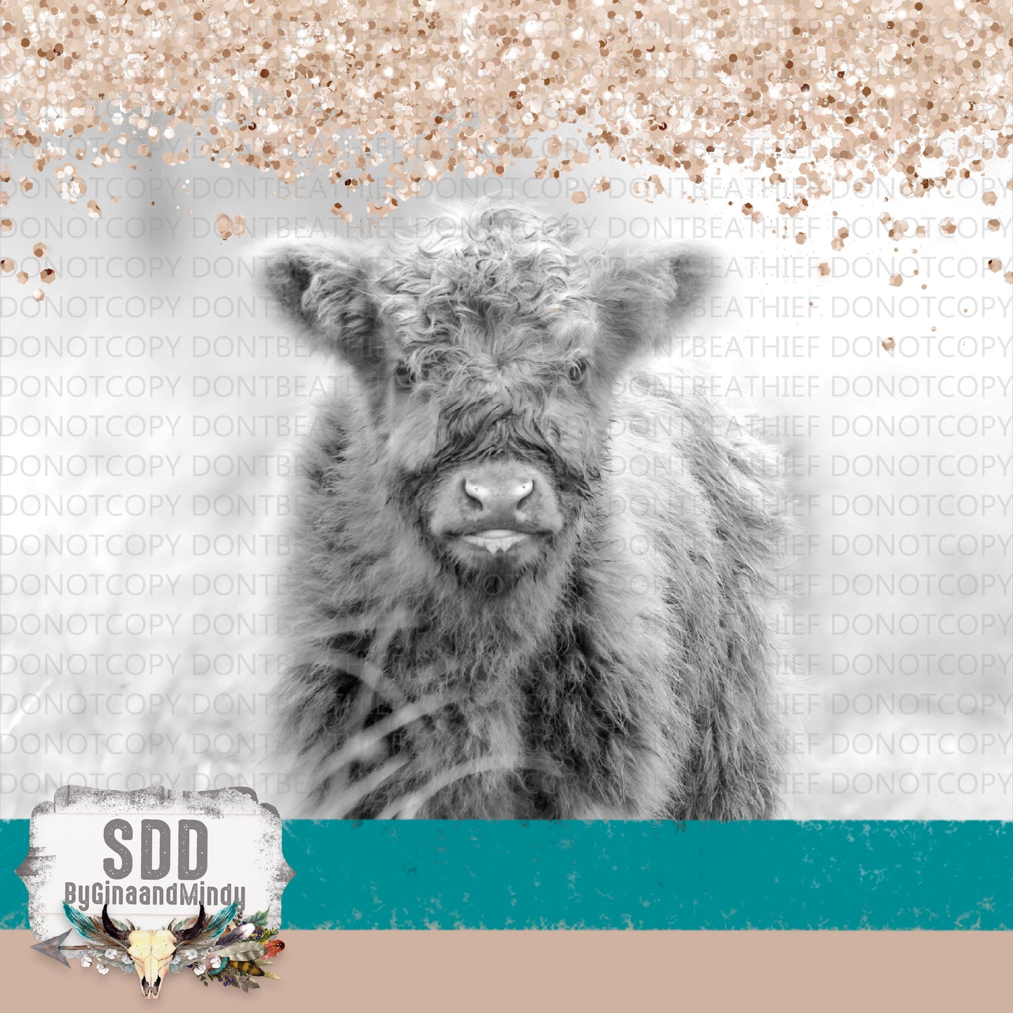 Mini Glitzy Highland Cow Digital 20 oz Tumbler