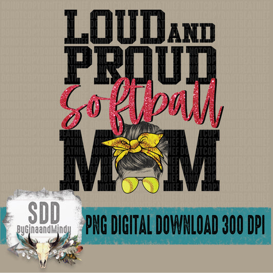 Loud Proud Softball Mom Red
