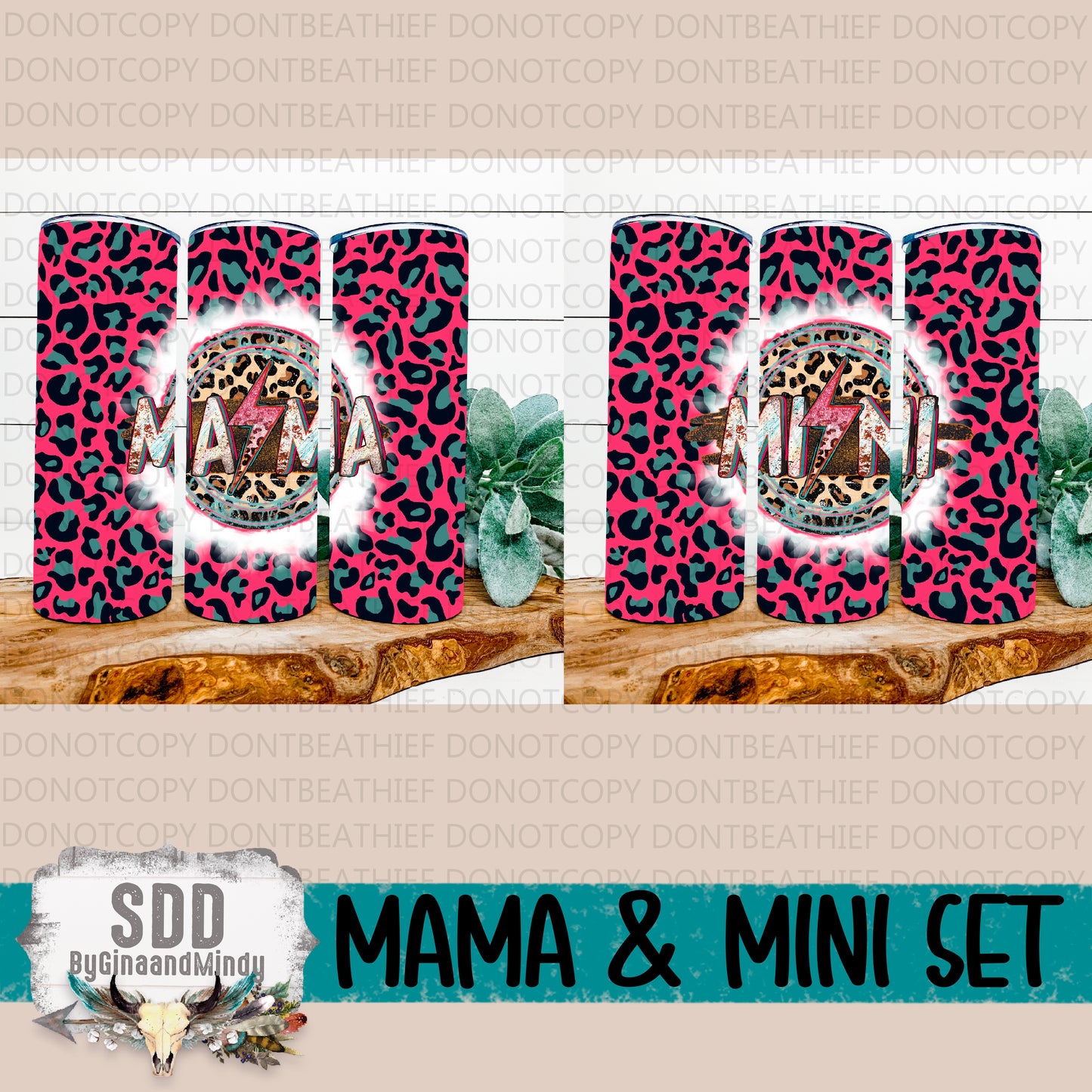 Mama and Mini Leopard Bundle Digital 20 oz Tumbler