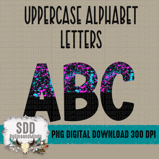 Copy of Black Paint Splatter Uppercase Alphabet Letters