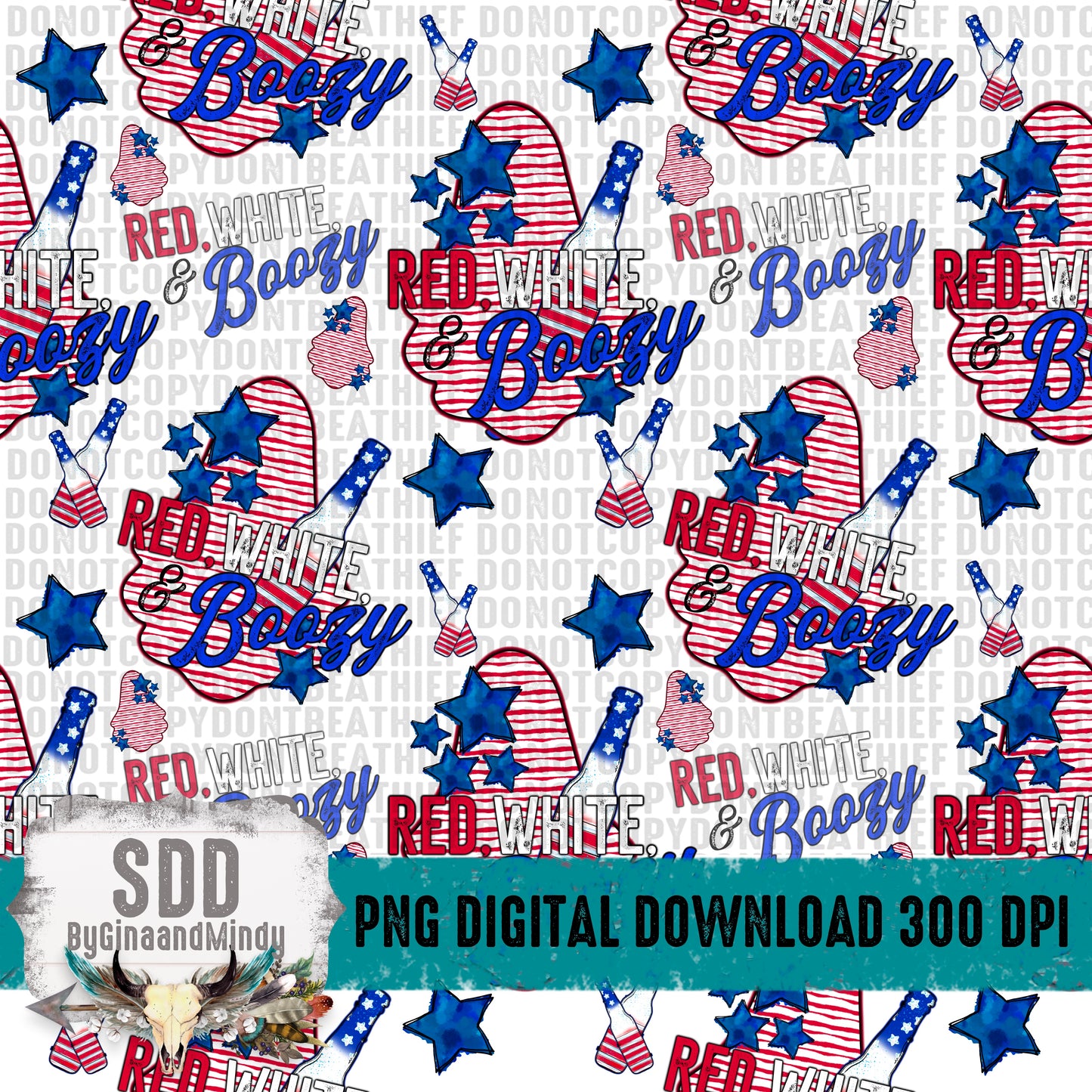 Red White & Boozy Seamless Pattern