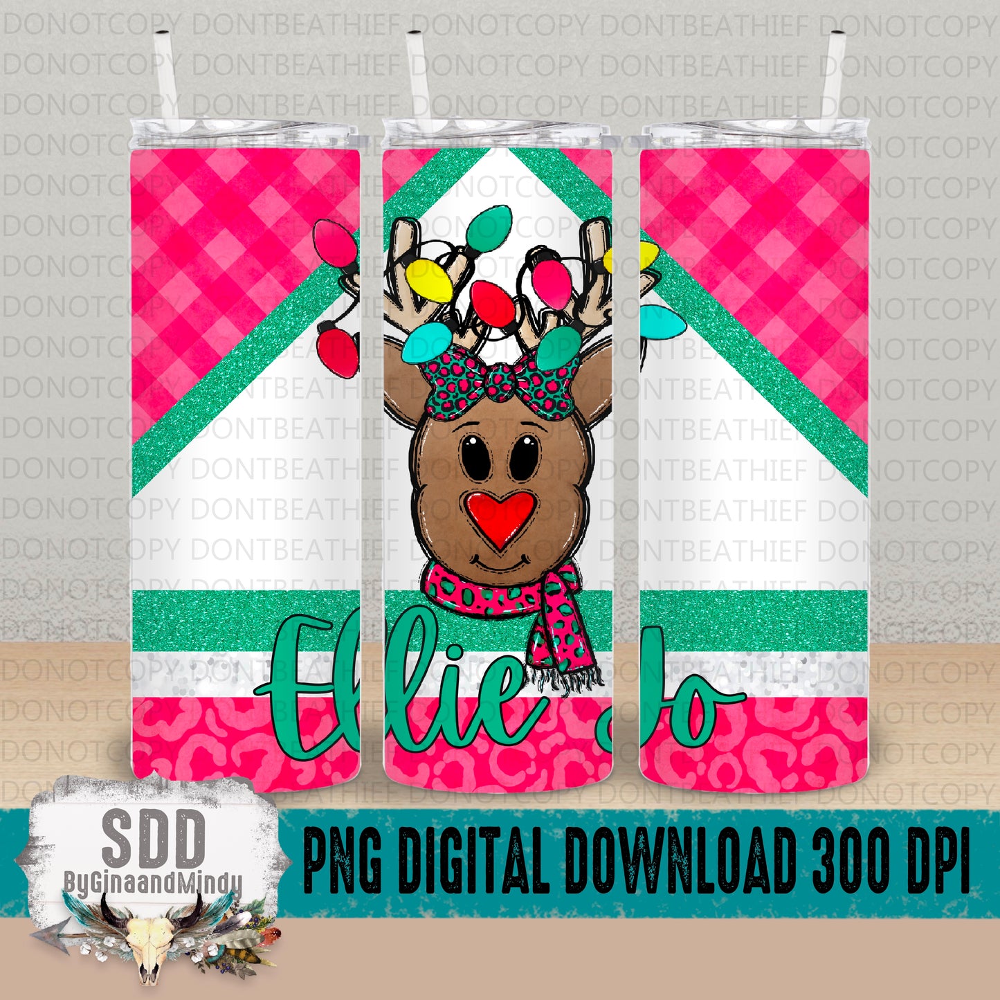 Customizable Reindeer Girl 12oz and 20oz Tumbler Wrap