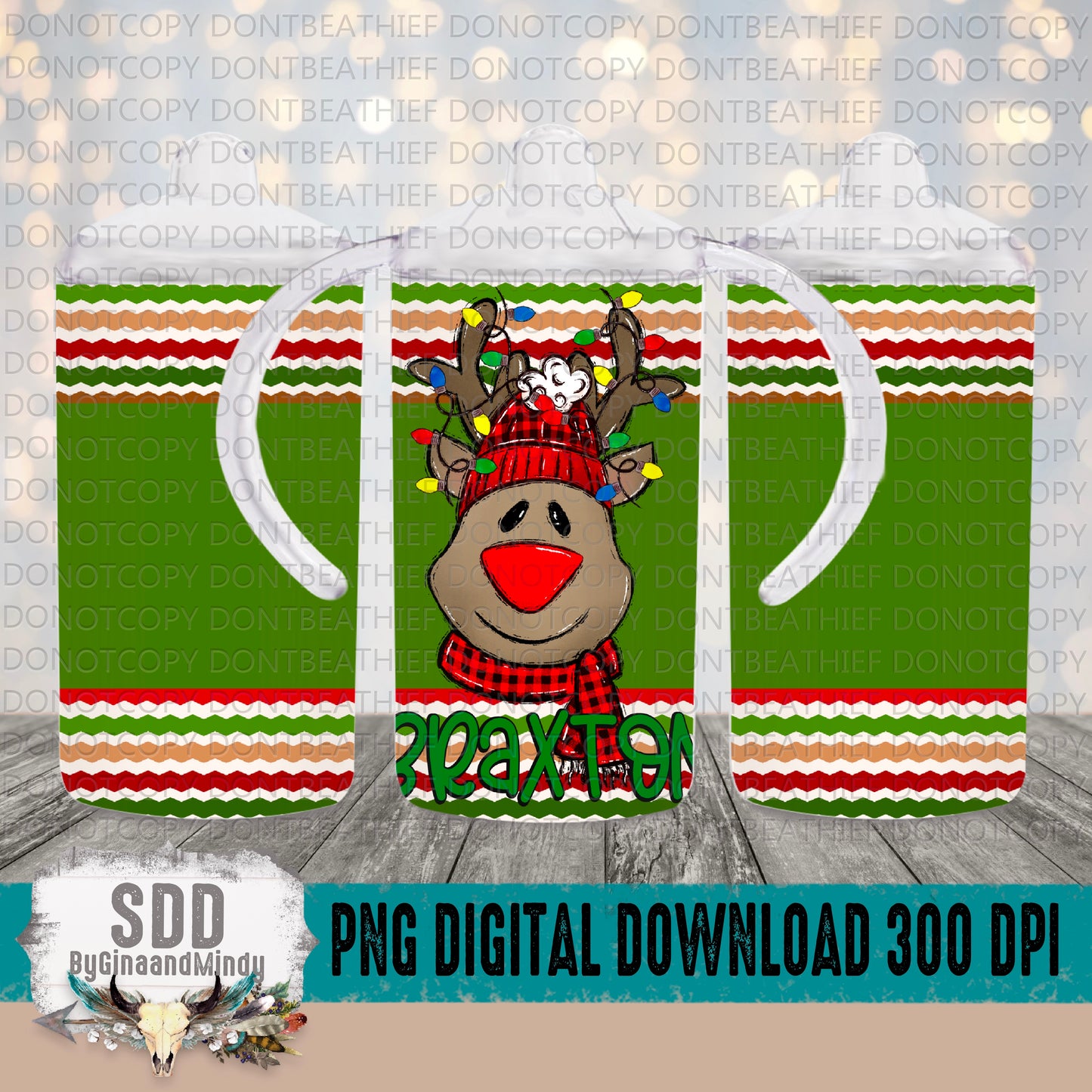 Customizable Reindeer Boy 12oz and 20oz Tumbler Wrap