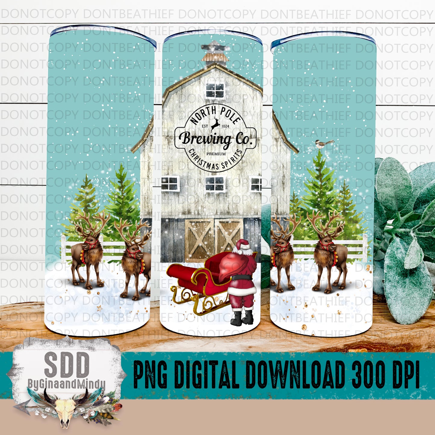 Santa Barn Scene Bundle Pack Digital 20 oz Tumbler