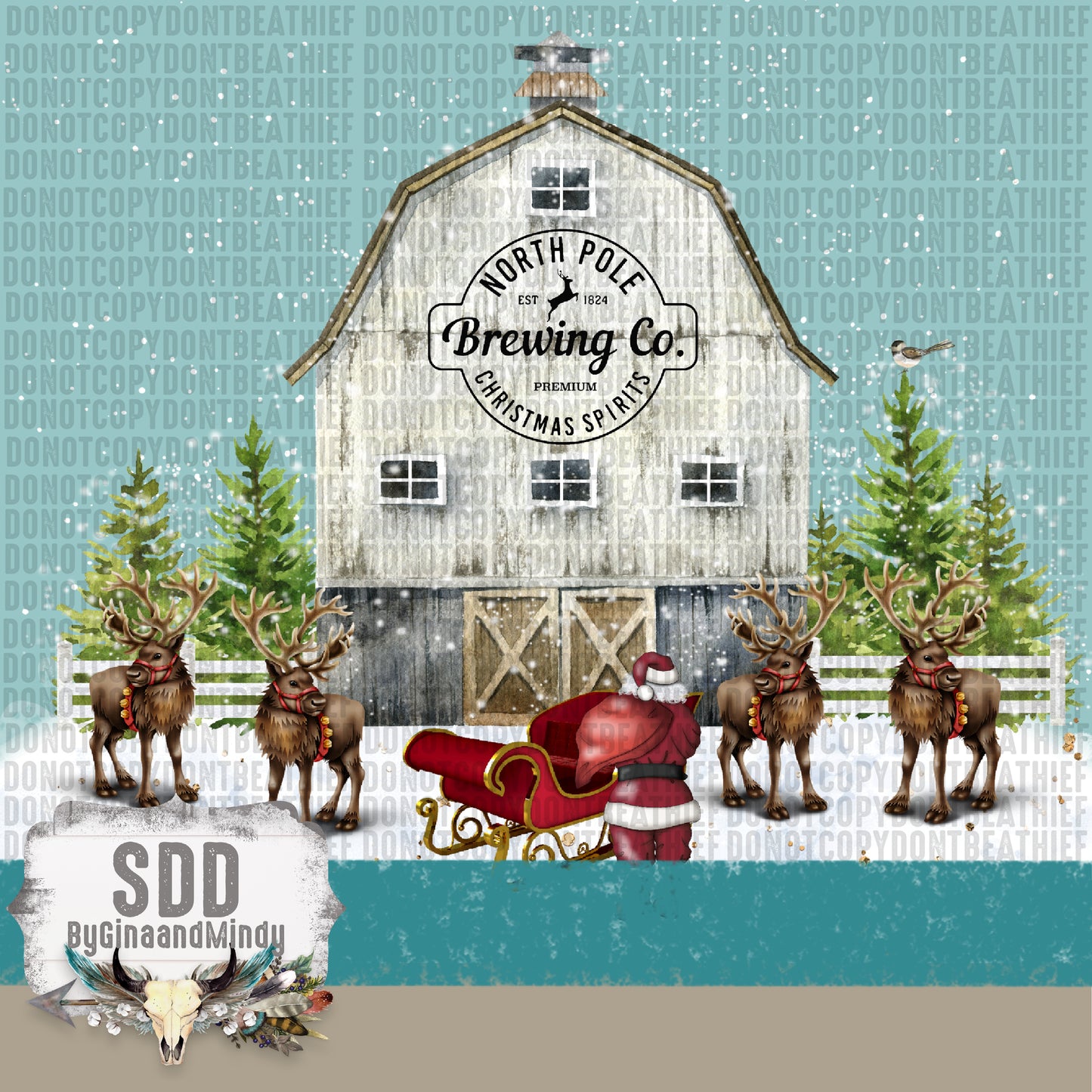 Santa Barn Scene Bundle Pack Digital 20 oz Tumbler