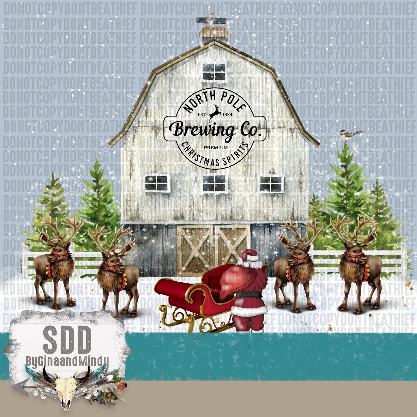 Santa Barn Scene Bundle Pack Digital 20 oz Tumbler