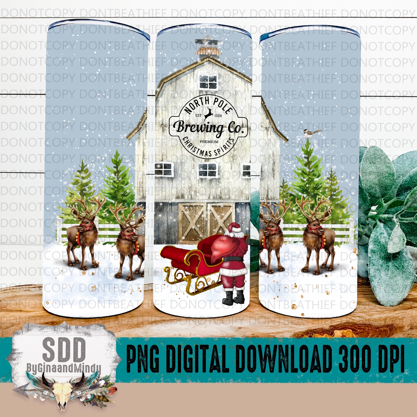 Santa Barn Scene Bundle Pack Digital 20 oz Tumbler